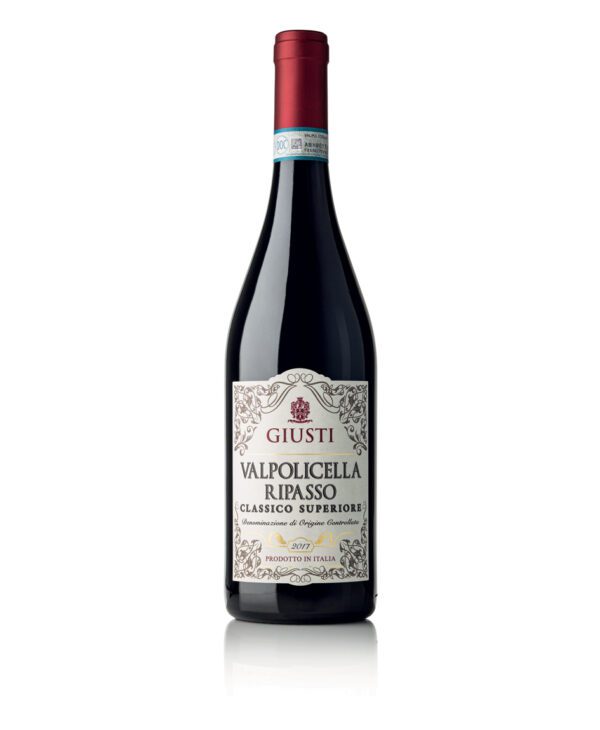 A bottle of wine with the label giusti